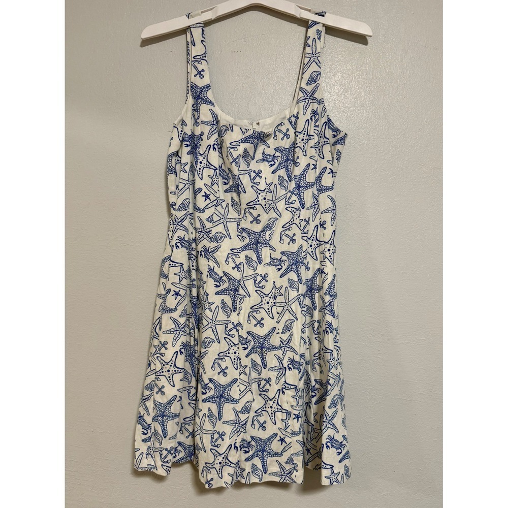 Avec Les Filles Women's Dress Blue White Starfish Anchor Print Size 8